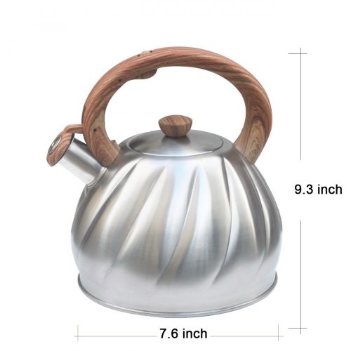  Riwendell Tea Kettle 2.1 Quart Whistling Stainless Steel Stove Top Teapot (GS-04044AHY-2.0 L)