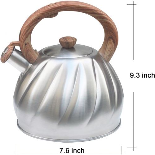  [아마존베스트]Riwendell Tea Kettle 2.1 Quart Whistling Stainless Steel Stove Top Teapot (GS-04044AHY-2.0 L)