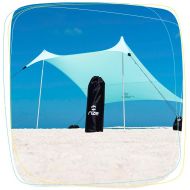 Rize Beach Co. Rize Stakeless Sun Shade | Wind Resistant Canopy for The Beach | Ultra Lightweight and Portable with UPF 50 UV Protection | 7 x 7 Foot Shade with Sand Anchors