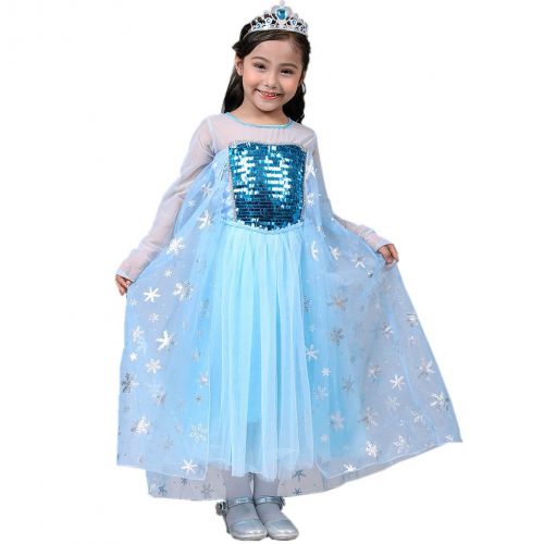  Rizoo Little Girls Logn Sleeve Sequined Tulle Maxi Dresses Fairy Princess Costumes Birthday Party Dress