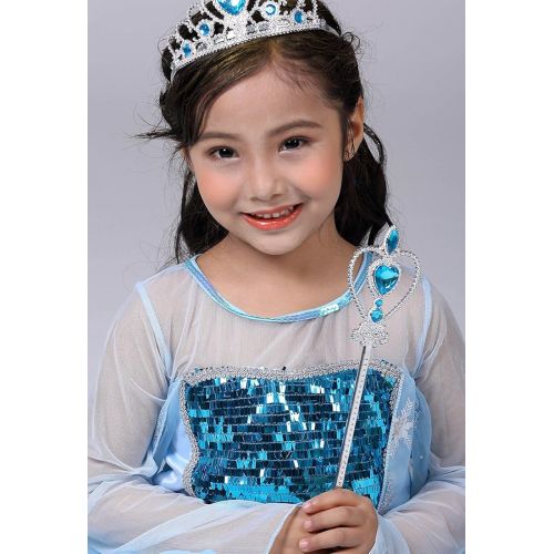  Rizoo Little Girls Logn Sleeve Sequined Tulle Maxi Dresses Fairy Princess Costumes Birthday Party Dress