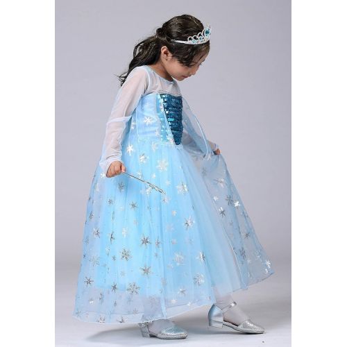  Rizoo Little Girls Logn Sleeve Sequined Tulle Maxi Dresses Fairy Princess Costumes Birthday Party Dress