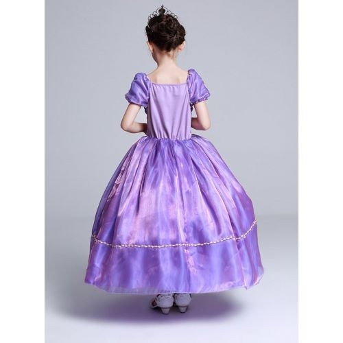  Rizoo Little Girls Fancy Short Sleeve Summer Dresses Princess Rapunzel Costumes Birthday Party Evening Dress up