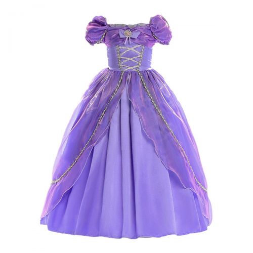  Rizoo Little Girls Fancy Short Sleeve Summer Dresses Princess Rapunzel Costumes Birthday Party Evening Dress up