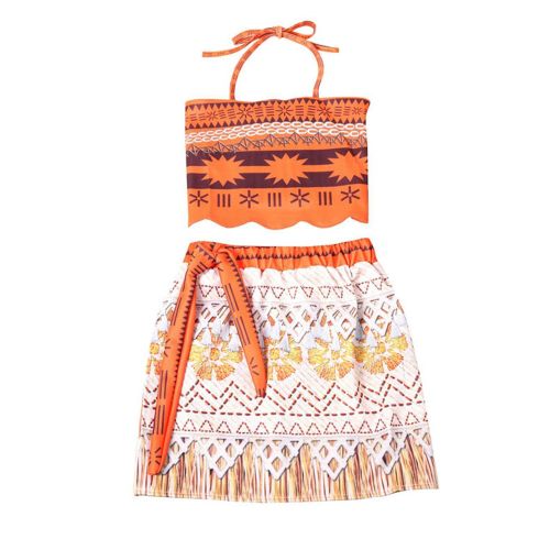  Rizoo Little Girls Printed Halter Two Piece Summer Outfits Princess Moana Costumes Birthday Party Dress up