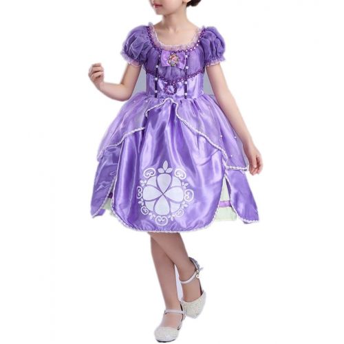  Rizoo Little Girls Cute Short Sleeve Summer Dresses Glittery Princess Sofia Costumes Cosplay Birthday Party Dress up