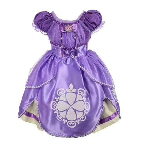  Rizoo Little Girls Cute Short Sleeve Summer Dresses Glittery Princess Sofia Costumes Cosplay Birthday Party Dress up