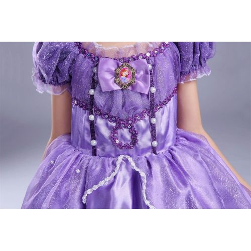  Rizoo Little Girls Cute Short Sleeve Summer Dresses Glittery Princess Sofia Costumes Cosplay Birthday Party Dress up