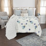 Rizzy Home Cotton 90x92 White Floral 3 Piece Quilt Set