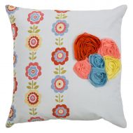 Rizzy Home Decorative Poly Filled Throw Pillow Floral 18X18 White