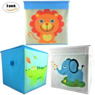 Rlan Canvas Toy Storage Bins for Children  Foldable Toy Organizer Box/Basket For Stuffed Animals, Books & Clothes  For Nursery Bedroom & Playroom