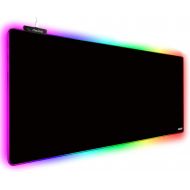 Rnairni Extended RGB Gaming Mouse Pad, Extra Large Gaming Mouse Mat for Gamer, Waterproof Office DEST Mat with 10 Lighting Mode, for PC Computer RGB Keyboard Mouse - 31.5 x 11.8 x 4mm (Bla