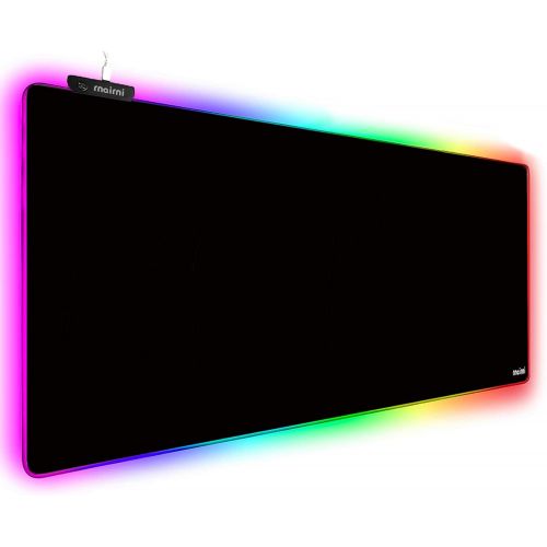  Rnairni Extended RGB Gaming Mouse Pad, Extra Large Gaming Mouse Mat for Gamer, Waterproof Office DEST Mat with 10 Lighting Mode, for PC Computer RGB Keyboard Mouse - 31.5 x 11.8 x 4mm (Bla