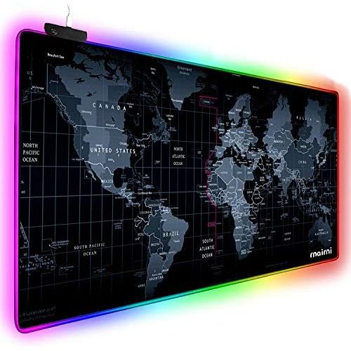  rnairni Extended RGB Gaming Mouse Pad, Extra Large Gaming Mouse Mat for Gamer, Waterproof Office Desktop Mat with 10 Lighting Mode, for PC Computer RGB Keyboard Mouse - 31.5 x 15in