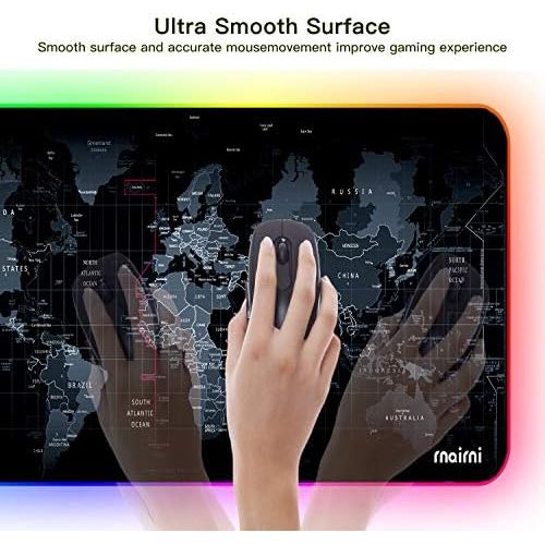  rnairni Extended RGB Gaming Mouse Pad, Extra Large Gaming Mouse Mat for Gamer, Waterproof Office Desktop Mat with 10 Lighting Mode, for PC Computer RGB Keyboard Mouse - 31.5 x 15in