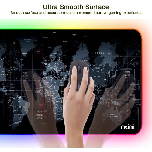  rnairni Extended RGB Gaming Mouse Pad, Extra Large Gaming Mouse Mat for Gamer, Waterproof Office Desktop Mat with 10 Lighting Mode, for PC Computer RGB Keyboard Mouse - 31.5 x 15in