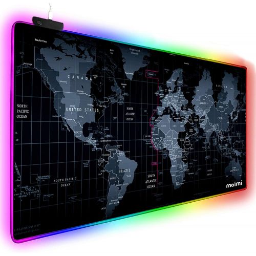  rnairni Extended RGB Gaming Mouse Pad, Extra Large Gaming Mouse Mat for Gamer, Waterproof Office Desktop Mat with 10 Lighting Mode, for PC Computer RGB Keyboard Mouse - 31.5 x 15in