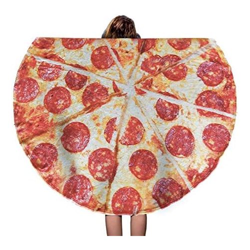  [아마존베스트]rnairni Pizza Flannel Blanket - 5 ft. Sofa Soft Throw Blankets, Funny Food Blanket, Large Beach Towel, Perfect for Camping, Home Bed Sleeping Blanket for Kids Child Dog - 60x 60 (B