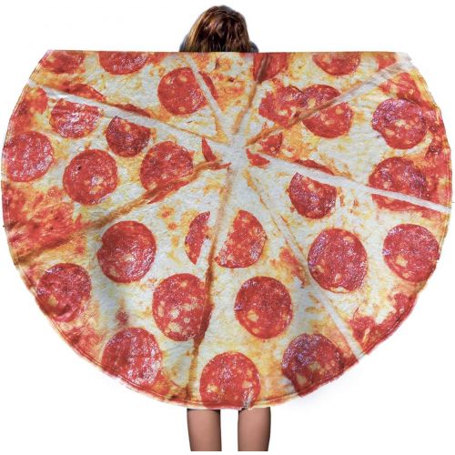  [아마존베스트]rnairni Pizza Flannel Blanket - 5 ft. Sofa Soft Throw Blankets, Funny Food Blanket, Large Beach Towel, Perfect for Camping, Home Bed Sleeping Blanket for Kids Child Dog - 60x 60 (B