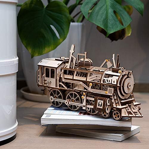  [아마존 핫딜] [아마존핫딜]RoWood Mechanical Gear 3D Wooden Puzzle Craft Toy, Gift for Adults Men Women, Age 14+, Train Engine DIY Model Building Kits - Locomotive