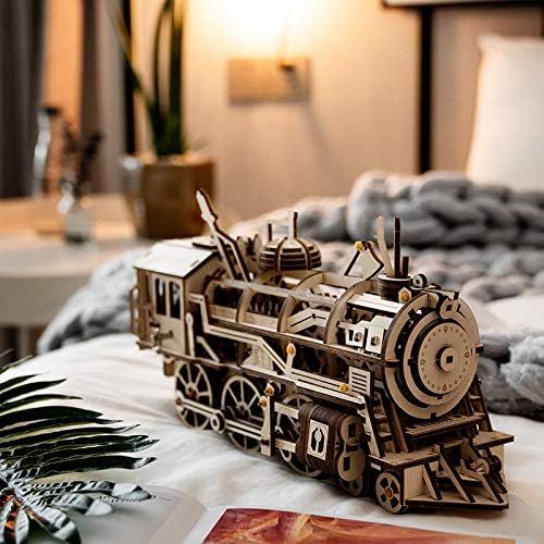  [아마존 핫딜] [아마존핫딜]RoWood Mechanical Gear 3D Wooden Puzzle Craft Toy, Gift for Adults Men Women, Age 14+, Train Engine DIY Model Building Kits - Locomotive