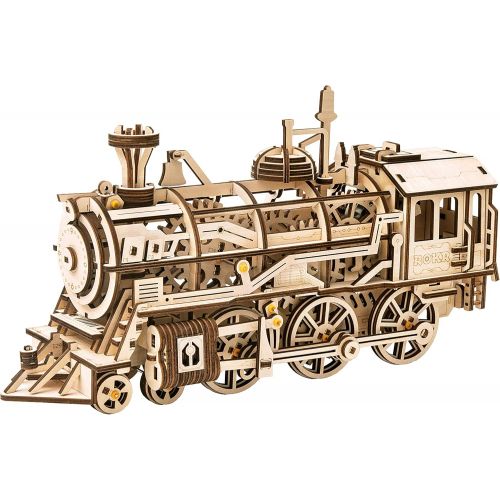  [아마존 핫딜] [아마존핫딜]RoWood Mechanical Gear 3D Wooden Puzzle Craft Toy, Gift for Adults Men Women, Age 14+, Train Engine DIY Model Building Kits - Locomotive