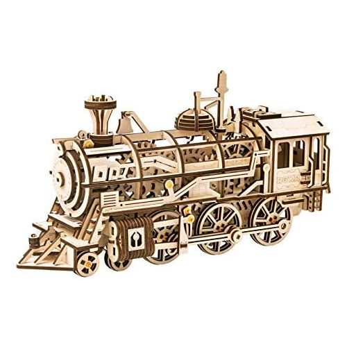  [아마존베스트]RoWood Mechanical Gear 3D Wooden Puzzle Craft Toy, Gift for Adults Men Women, Age 14+, Train Engine DIY Model Building Kits - Locomotive