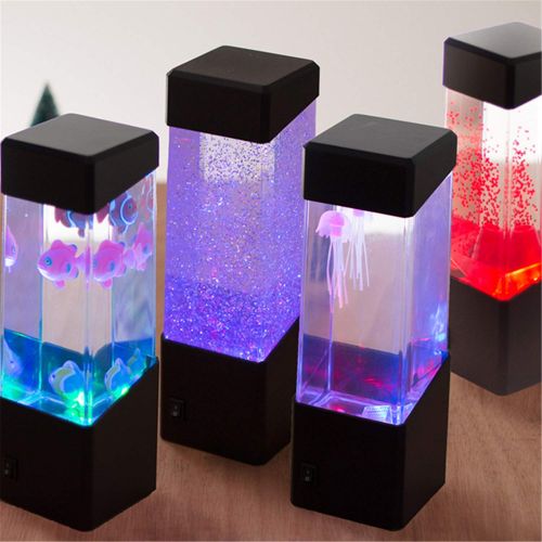  Road&Cool Light Lamp Colorful Led Jellyfish Night Light Home Decoration Volcanic Mood Table Lamp Baby Bedroom Bedside (7×7×23cm)
