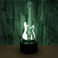 Road&Cool Light Lamp Violin 3D Drum 7 Colors Guitar Led Bass Gift Trumpet Desk Table Lamp Cello French Horn Musical Instrument Night Light Decoration (22×15×5cm)