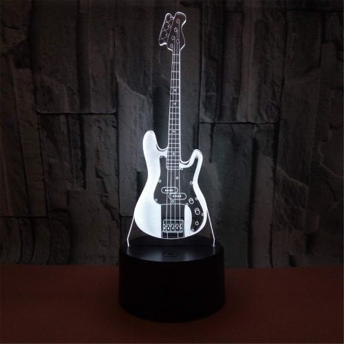  Road&Cool Light Lamp Violin 3D Drum 7 Colors Guitar Led Bass Gift Trumpet Desk Table Lamp Cello French Horn Musical Instrument Night Light Decoration (22×15×5cm)