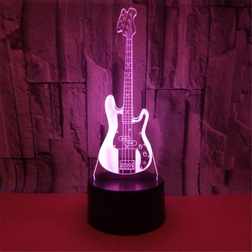  Road&Cool Light Lamp Violin 3D Drum 7 Colors Guitar Led Bass Gift Trumpet Desk Table Lamp Cello French Horn Musical Instrument Night Light Decoration (22×15×5cm)