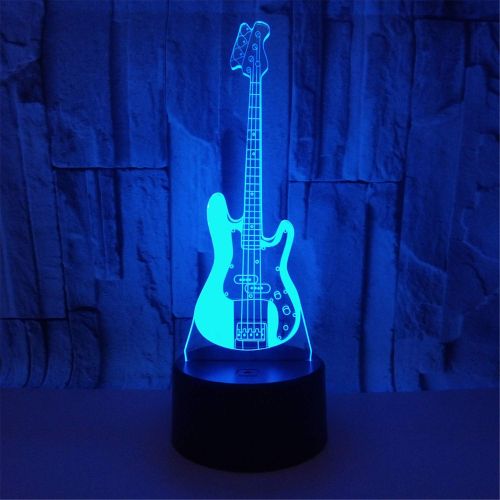  Road&Cool Light Lamp Violin 3D Drum 7 Colors Guitar Led Bass Gift Trumpet Desk Table Lamp Cello French Horn Musical Instrument Night Light Decoration (22×15×5cm)