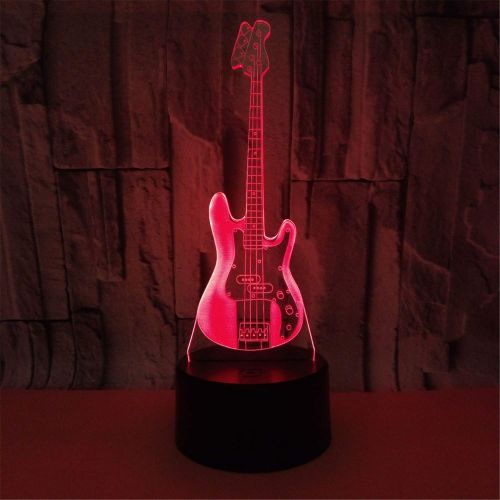  Road&Cool Light Lamp Violin 3D Drum 7 Colors Guitar Led Bass Gift Trumpet Desk Table Lamp Cello French Horn Musical Instrument Night Light Decoration (22×15×5cm)