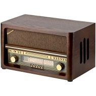 [아마존베스트]Roadstar HRA-1540 Nostalgia Retro Radio with Bluetooth and CD/MP3 Player in Wooden Housing 32 Watt Music Power (Bluetooth, USB, AUX-In), Brown