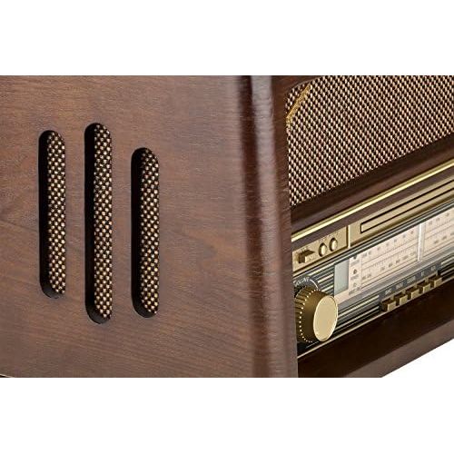  [아마존베스트]Roadstar HRA-1540 Nostalgia Retro Radio with Bluetooth and CD/MP3 Player in Wooden Housing 32 Watt Music Power (Bluetooth, USB, AUX-In), Brown