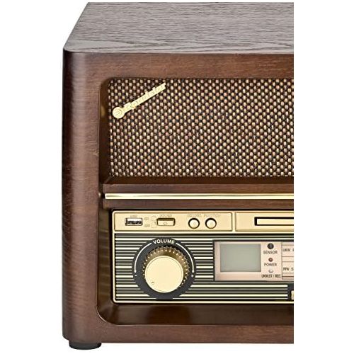  [아마존베스트]Roadstar HRA-1540 Nostalgia Retro Radio with Bluetooth and CD/MP3 Player in Wooden Housing 32 Watt Music Power (Bluetooth, USB, AUX-In), Brown