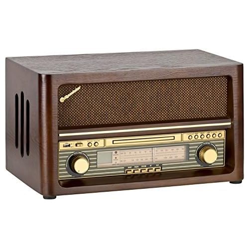  [아마존베스트]Roadstar HRA-1540 Nostalgia Retro Radio with Bluetooth and CD/MP3 Player in Wooden Housing 32 Watt Music Power (Bluetooth, USB, AUX-In), Brown