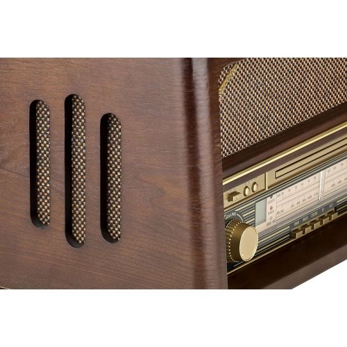  [아마존베스트]Roadstar HRA-1540 Nostalgia Retro Radio with Bluetooth and CD/MP3 Player in Wooden Housing 32 Watt Music Power (Bluetooth, USB, AUX-In), Brown