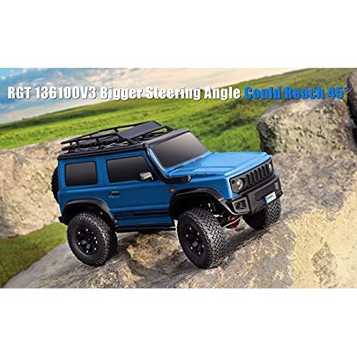  Roadwi RGT RC Crawler 1:10 4wd Crawler Off Road Rock Cruiser RC-4 136100V3 4x4 Waterproof Hobby RC Car Toy for Adults (Blue)