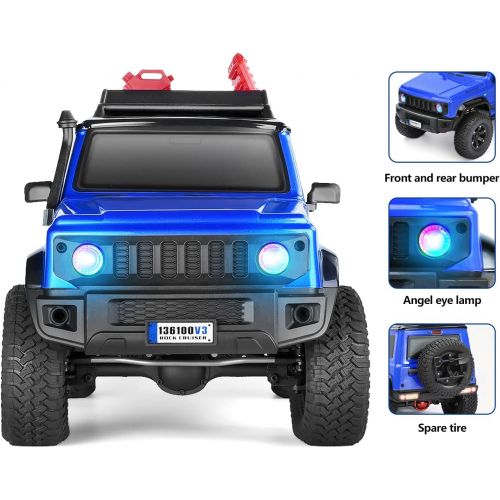  Roadwi RGT RC Crawler 1:10 4wd Crawler Off Road Rock Cruiser RC-4 136100V3 4x4 Waterproof Hobby RC Car Toy for Adults (Blue)