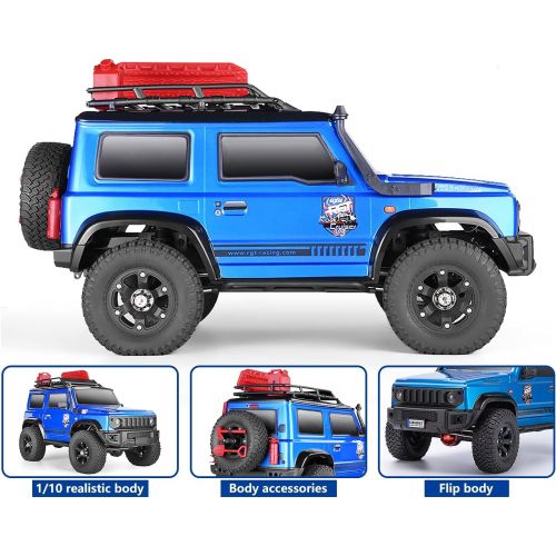  Roadwi RGT RC Crawler 1:10 4wd Crawler Off Road Rock Cruiser RC-4 136100V3 4x4 Waterproof Hobby RC Car Toy for Adults (Blue)