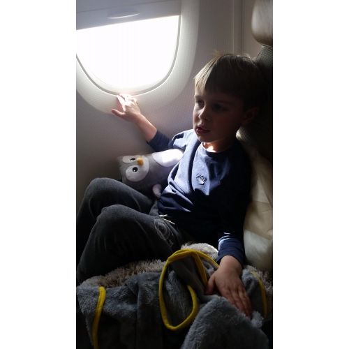  Roamwild Kids Travel Pillow and Travel Blanket set - Tux Armrest Buddy Transforms Any Armrest Into a Comfy Childs Pillow