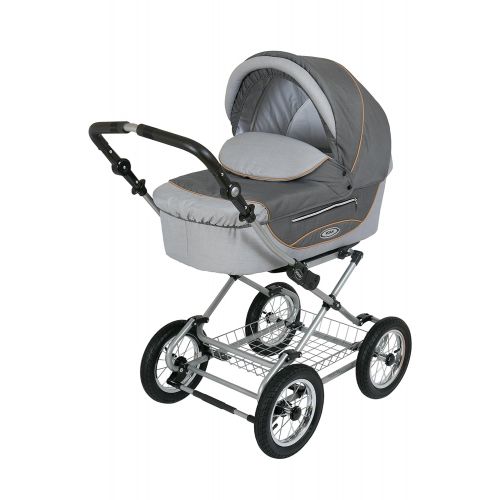  Roan Kortina Classic 2-in-1 Pram Stroller with Bassinet for Newborn Baby and Toddler Reclining Seat with Five Point Safety System UV Proof Canopy and Storage Basket (Smokey Grey wi