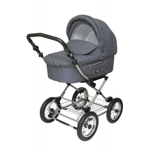  Roan Kortina Classic 2-in-1 Pram Stroller with Bassinet for Newborn Baby and Toddler Reclining Seat with Five Point Safety System UV Proof Canopy and Storage Basket (Smokey Grey wi