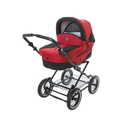  Baby Stroller for Infant Newborn and Toddler Roan Rocco Classic Pram Stroller 2-in-1 with Bassinet separate Seat & big air-inflated wheels - Graphite