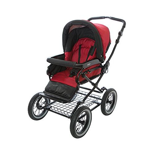  Baby Stroller for Infant Newborn and Toddler Roan Rocco Classic Pram Stroller 2-in-1 with Bassinet separate Seat & big air-inflated wheels - Graphite