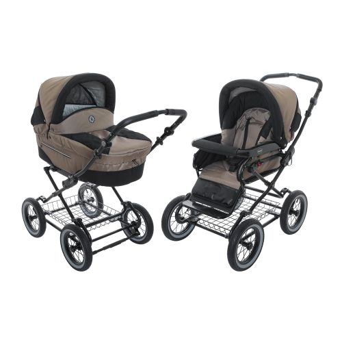  Baby Stroller for Infant Newborn and Toddler Roan Rocco Classic Pram Stroller 2-in-1 with Bassinet separate Seat & big air-inflated wheels - Graphite