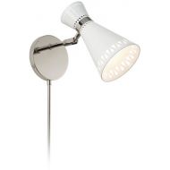 Robert Abbey Lighting Robert Abbey W697 Jonathan Adler Havana - Adjustable One Light Wall Sconce, Polished Nickel Finish with Ascot White/Fabric Shade