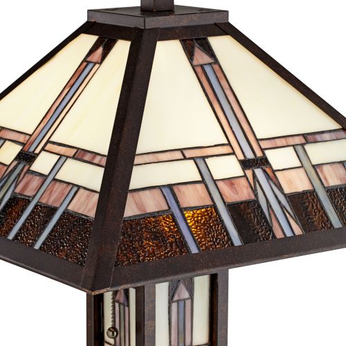  Robert Louis Tiffany Geometric Art Glass Mission Floor Lamp With Night Light