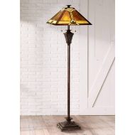 Mission Floor Lamp French Bronze Tiffany Style Glass with Natural Mica Shade for Living Room Reading Bedroom - Robert Louis Tiffany